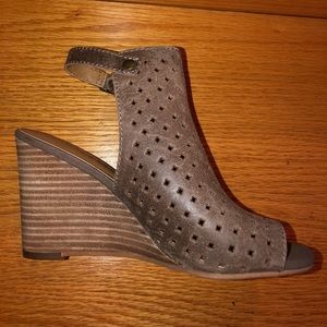 SOLD Brown Lucky Brand Peeptoe Wedges